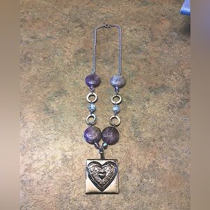 RoundGenuine amethyst Heart necklace